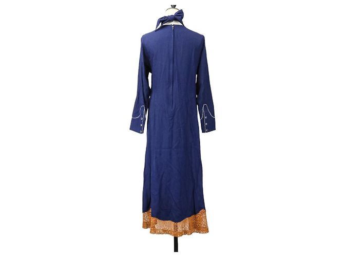 Autre Marque Vestido TOGA PULLA de rayón con bordados Azul Azul marino - vista 4