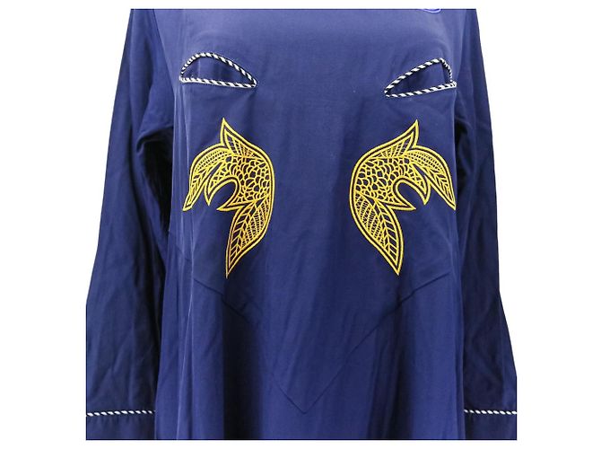 Autre Marque Vestido TOGA PULLA de rayón con bordados Azul Azul marino - vista 9