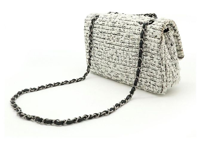 Borsa a tracolla Chanel 2.55 in pelle Tweed Nero Bianco - vista 2