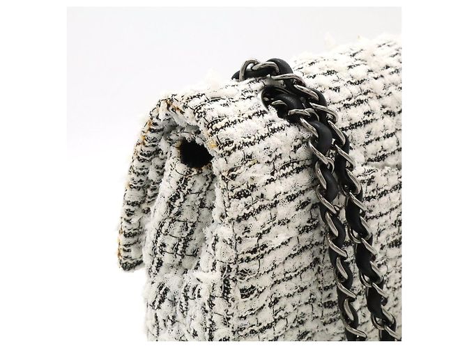 Borsa a tracolla Chanel 2.55 in pelle Tweed Nero Bianco - vista 5