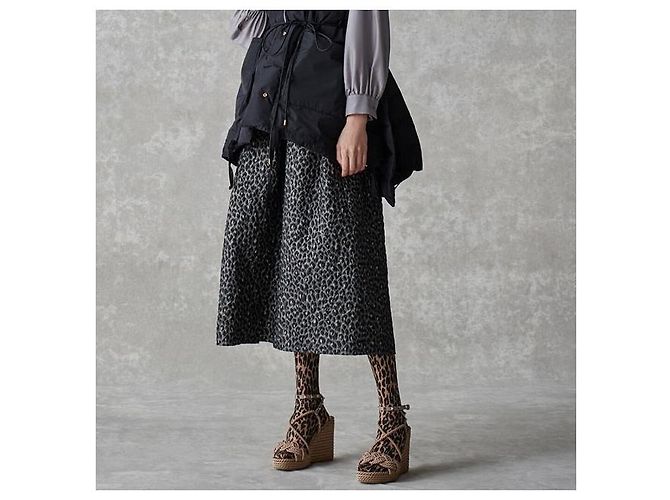 Autre Marque Falda de jacquard de leopardo Drawer Negro - vista 3