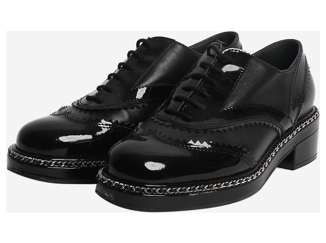 Chanel Schwarze Brogues mit Kontrastfinish - Größe EU 37.5 - Ansicht 2