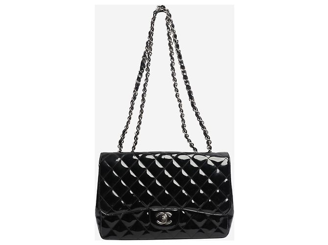 Chanel Borsa Classic Single Flap jumbo trapuntata in vernice nera 2009 Nero - vista 2