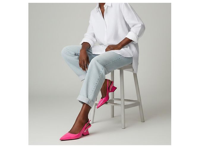 Prada Décolleté Slingback in Vernice Rosa - vista 6