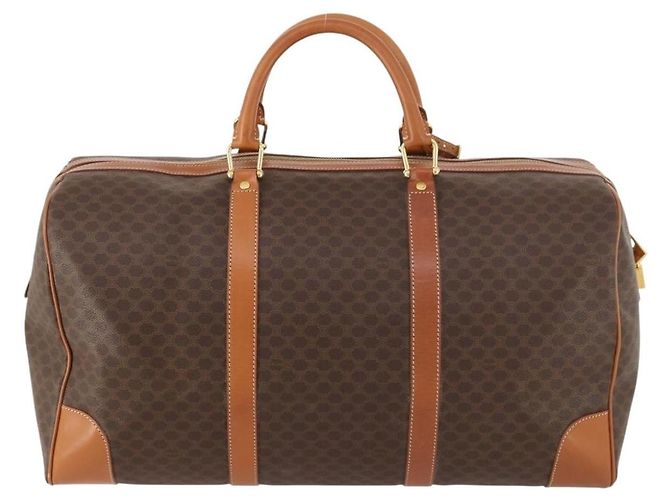 Céline Celine Vintage Duffle Canvas and Leather Marron - vue 2