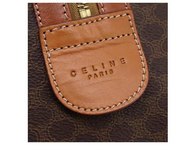 Céline Celine Vintage Duffle Canvas and Leather Marron - vue 7