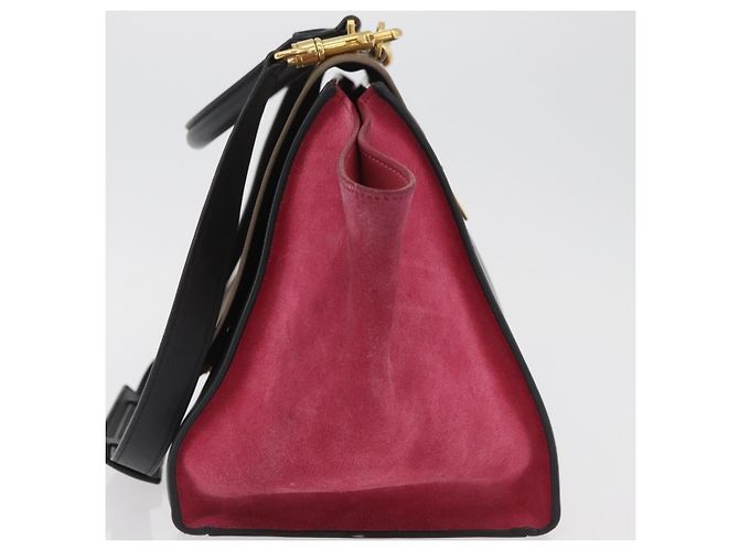 Céline Celine Trapeze in pelle e camoscio Medium Multicolore - vista 3