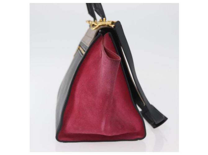 Céline Celine Trapeze in pelle e camoscio Medium Multicolore - vista 4