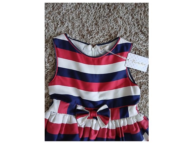 Autre Marque Piccola Doll Gestreiftes Mädchenkleid Weiß Rot Blau - Ansicht 3