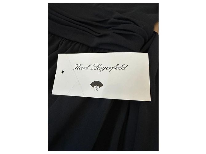 Karl Lagerfeld Asymmetrisches schwarzes Viskosekleid - Ansicht 10