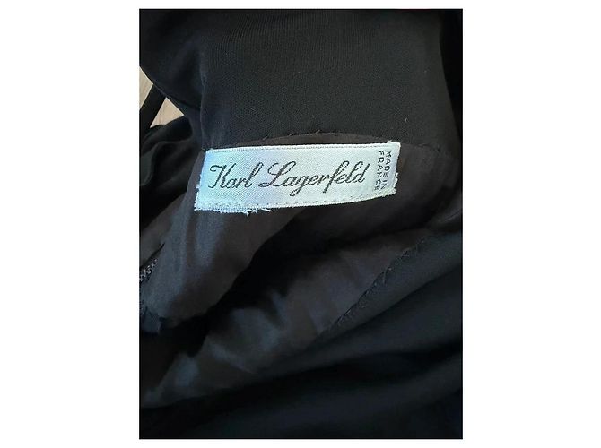 Karl Lagerfeld Asymmetrisches schwarzes Viskosekleid - Ansicht 12