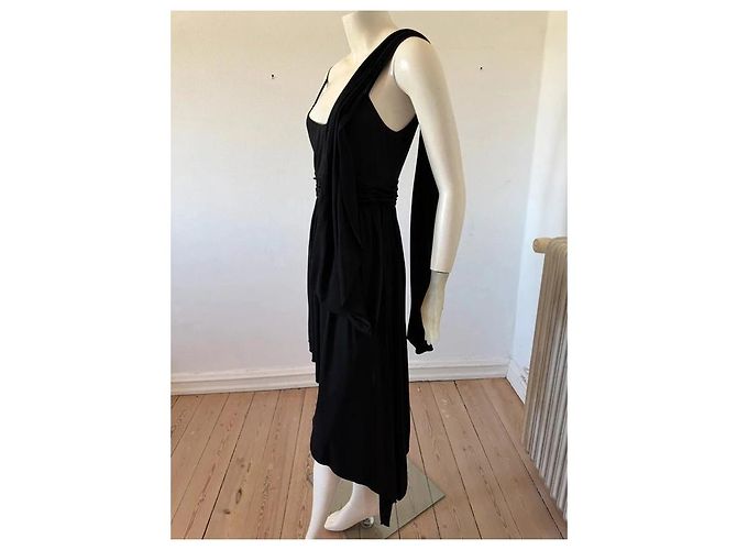 Karl Lagerfeld Asymmetrisches schwarzes Viskosekleid - Ansicht 3