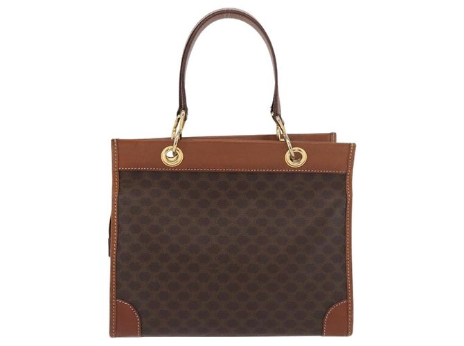 Céline Celine Vintage Macadam Canvas and Leather Marrone - vista 2