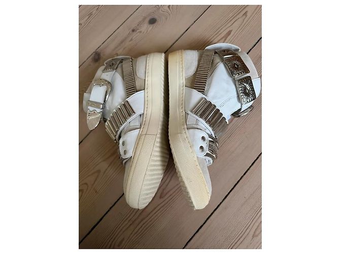 Toga Pulla High-Top-Sneaker Weiß Leder Nieten Metallisch - Ansicht 9