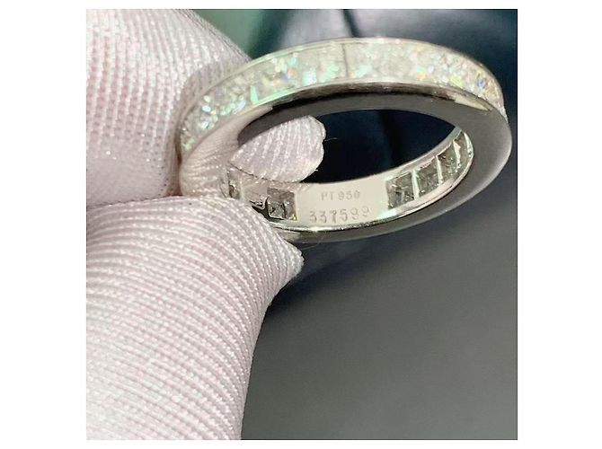 Harry Winston Platinring mit Smaragdschliff-Diamanten Silber - Ansicht 2