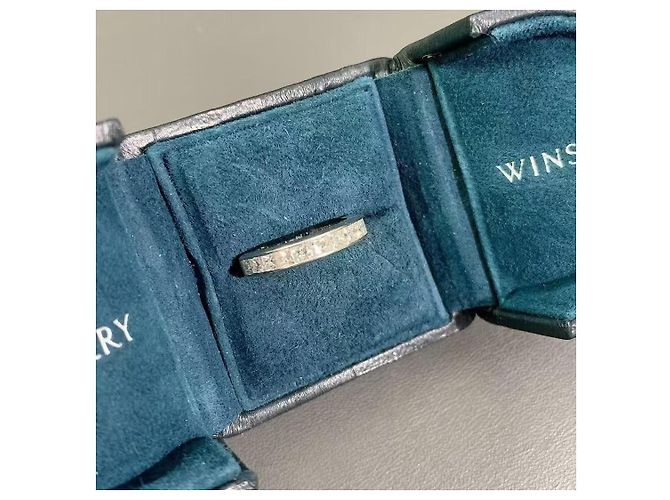Harry Winston Platinring mit Smaragdschliff-Diamanten Silber - Ansicht 6