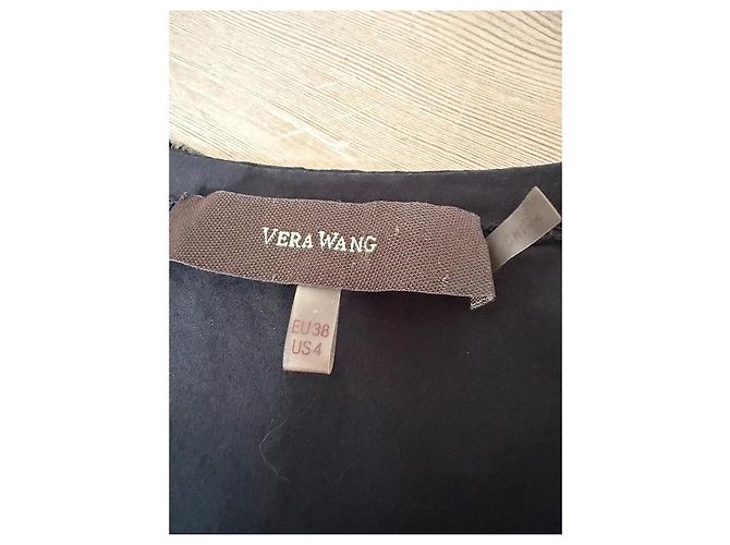 Vera Wang Schwarzes Baumwollkleid mit Rüschen - Ansicht 7