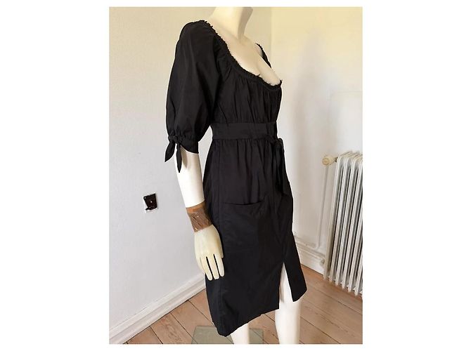 Diane Von Furstenberg Schwarzes Baumwollmisch-Kleid - Ansicht 2