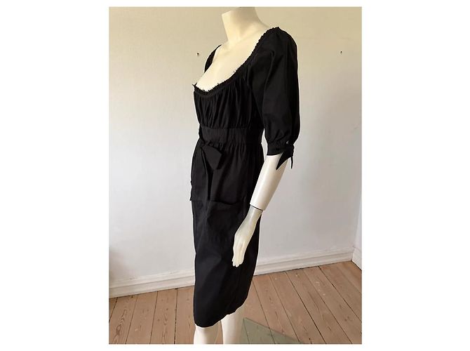 Diane Von Furstenberg Schwarzes Baumwollmisch-Kleid - Ansicht 3