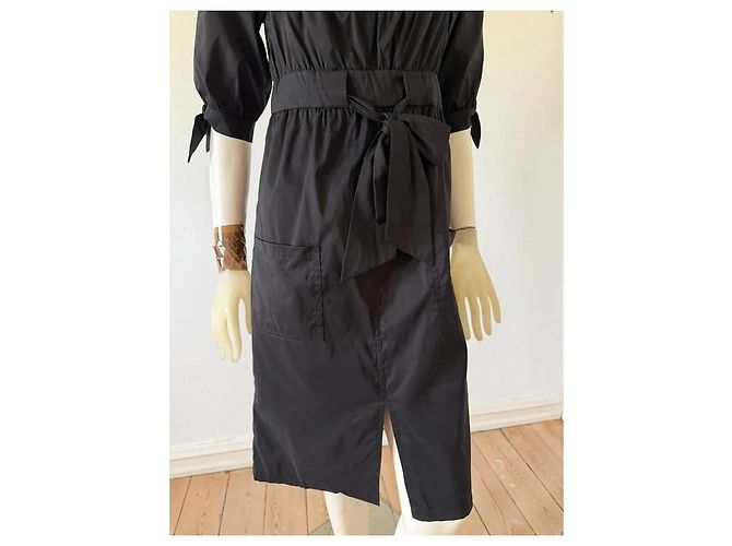Diane Von Furstenberg Schwarzes Baumwollmisch-Kleid - Ansicht 9