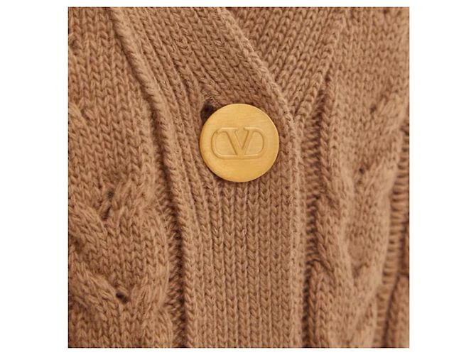 Cardigan in maglia marrone con piume Valentino - vista 5