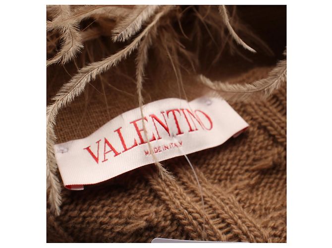 Cardigan in maglia marrone con piume Valentino - vista 8
