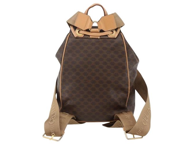 Céline Celine Vintage Drawstring Flap Macadam Coated Canvas Marron - vue 2