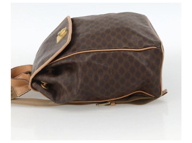 Céline Celine Vintage Drawstring Flap Macadam Coated Canvas Marron - vue 3