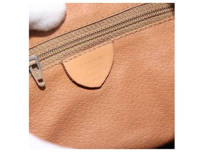Céline Celine Vintage Drawstring Flap Macadam Coated Canvas Marron - vue 6