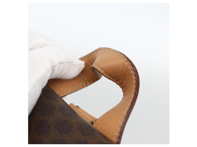Céline Celine Vintage Drawstring Flap Macadam Coated Canvas Marron - vue 7