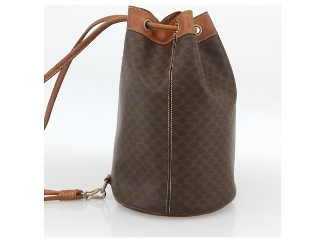 Céline Celine Vintage Macadam Canvas and Leather Marrone - vista 3