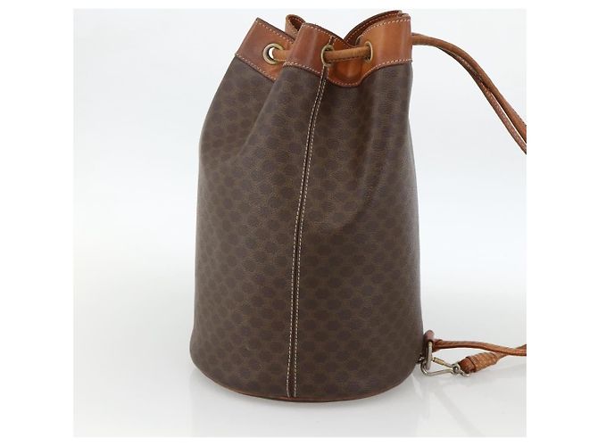 Céline Celine Vintage Macadam Canvas and Leather Marrone - vista 4