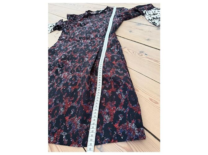 Vestido de seda Derek Lam 10 Crosby Estampado Abstracto Negro Blanco Roja Azul oscuro - vista 11