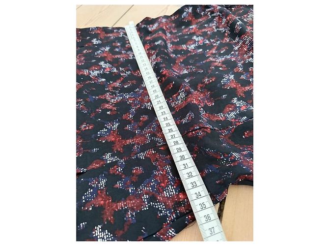 Vestido de seda Derek Lam 10 Crosby Estampado Abstracto Negro Blanco Roja Azul oscuro - vista 12