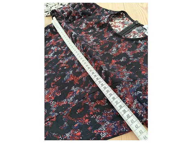 Vestido de seda Derek Lam 10 Crosby Estampado Abstracto Negro Blanco Roja Azul oscuro - vista 14