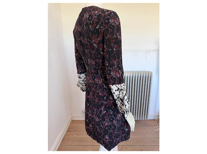 Vestido de seda Derek Lam 10 Crosby Estampado Abstracto Negro Blanco Roja Azul oscuro - vista 3