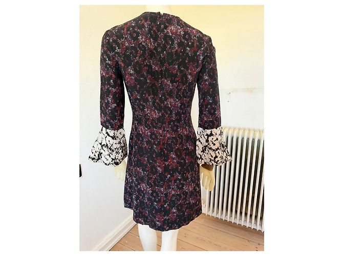 Vestido de seda Derek Lam 10 Crosby Estampado Abstracto Negro Blanco Roja Azul oscuro - vista 5