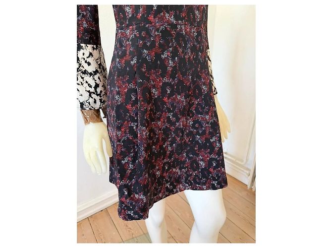 Vestido de seda Derek Lam 10 Crosby Estampado Abstracto Negro Blanco Roja Azul oscuro - vista 8