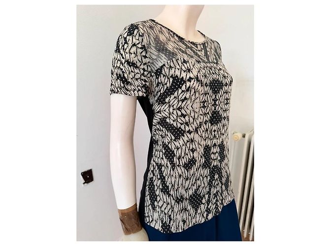 Top de mezcla de seda Diane von Furstenberg Negro Blanco - vista 10