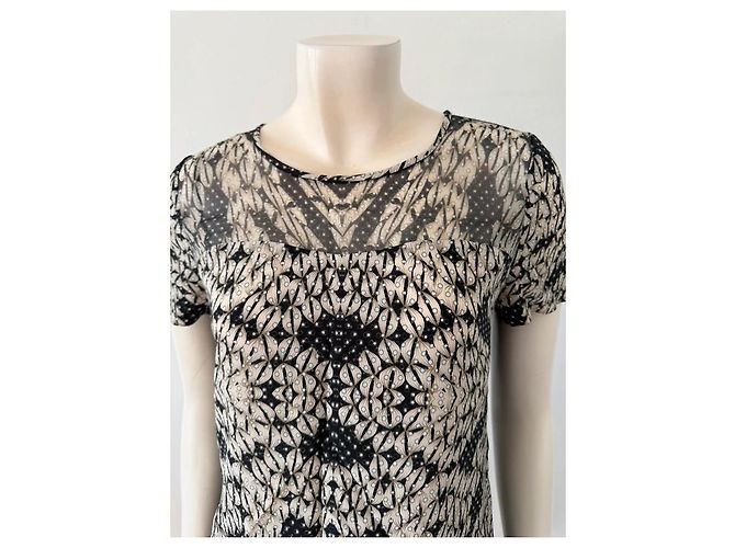 Top de mezcla de seda Diane von Furstenberg Negro Blanco - vista 2