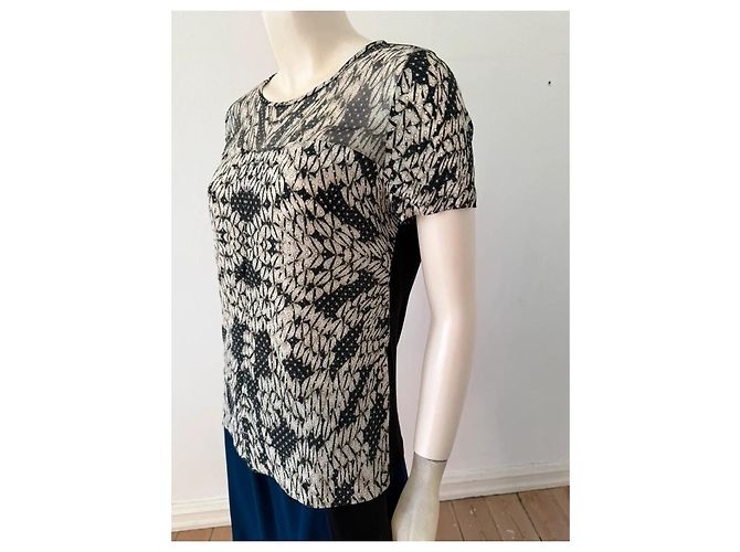 Top de mezcla de seda Diane von Furstenberg Negro Blanco - vista 3