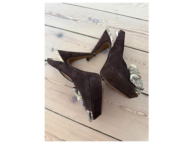 Missoni Décolleté Slingback Scamosciate Marroni Fiocco Zigzag Marrone - vista 7