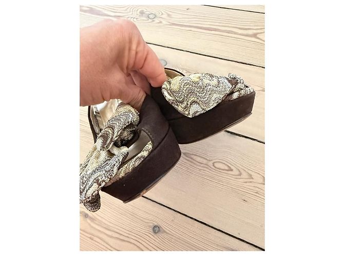 Missoni Décolleté Slingback Scamosciate Marroni Fiocco Zigzag Marrone - vista 8