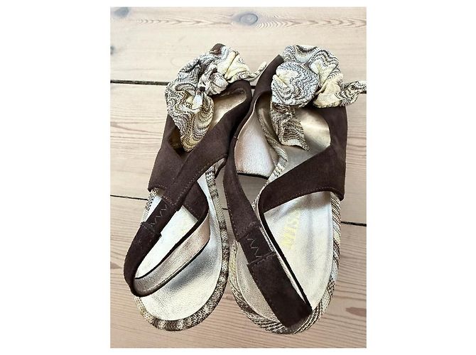 Missoni Décolleté Slingback Scamosciate Marroni Fiocco Zigzag Marrone - vista 9