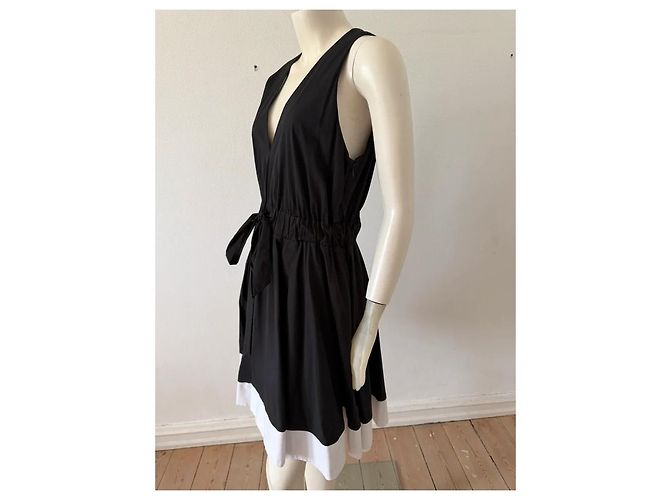 Milly Kleid V-Ausschnitt schwarz-weiß - Ansicht 2
