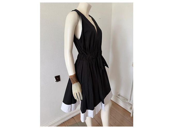 Milly Kleid V-Ausschnitt schwarz-weiß - Ansicht 3