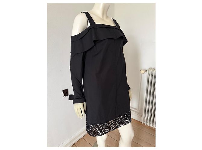 Proenza Schouler Vestido Algodón Negro Cold Shoulder - vista 10