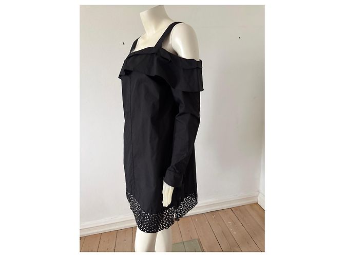 Proenza Schouler Vestido Algodón Negro Cold Shoulder - vista 2