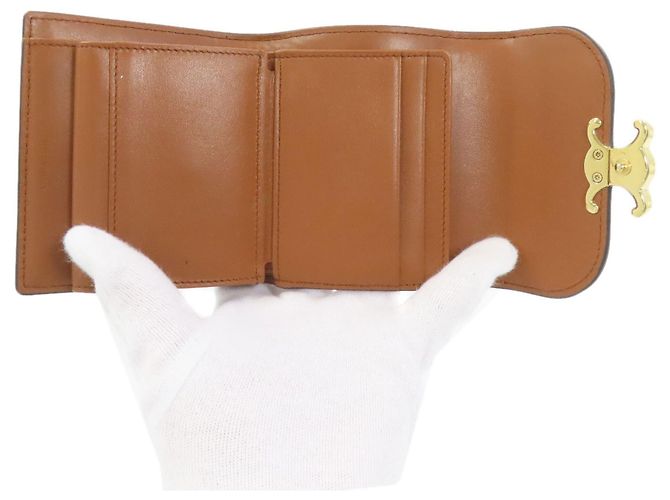 Céline Cartera pequeña con solapa Celine Triomphe Bi-fold Castaño - vista 4
