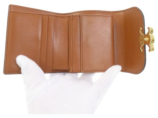 Céline Cartera pequeña con solapa Celine Triomphe Bi-fold Castaño - vista 5